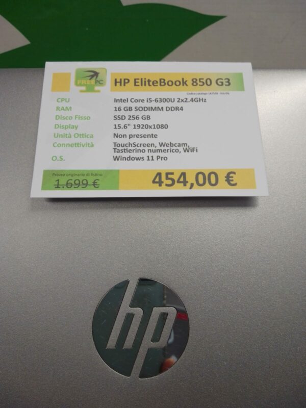 HP EliteBook 850 G3 RAM 16GB e SSD 256GB ricondizionato - immagine 7